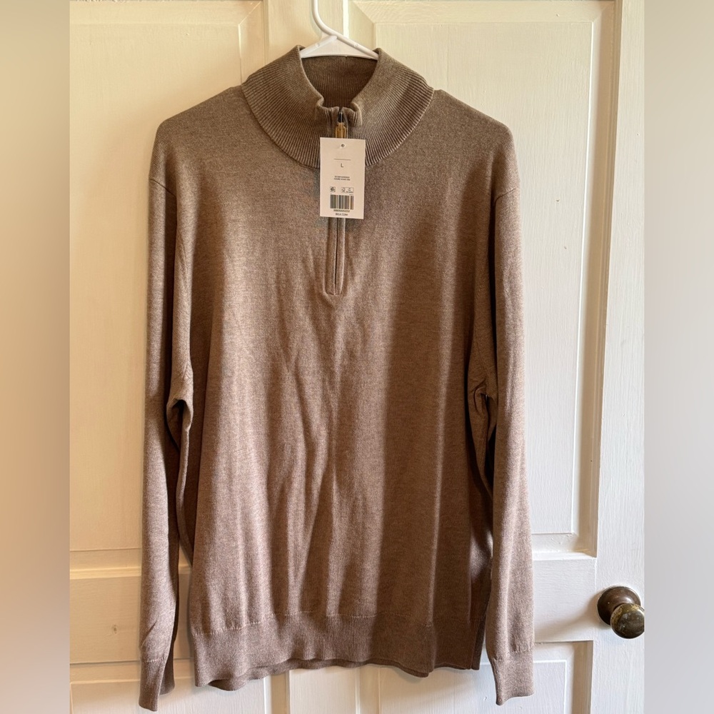 crown & ivy Men's Taupe Zip-Neck Sweater